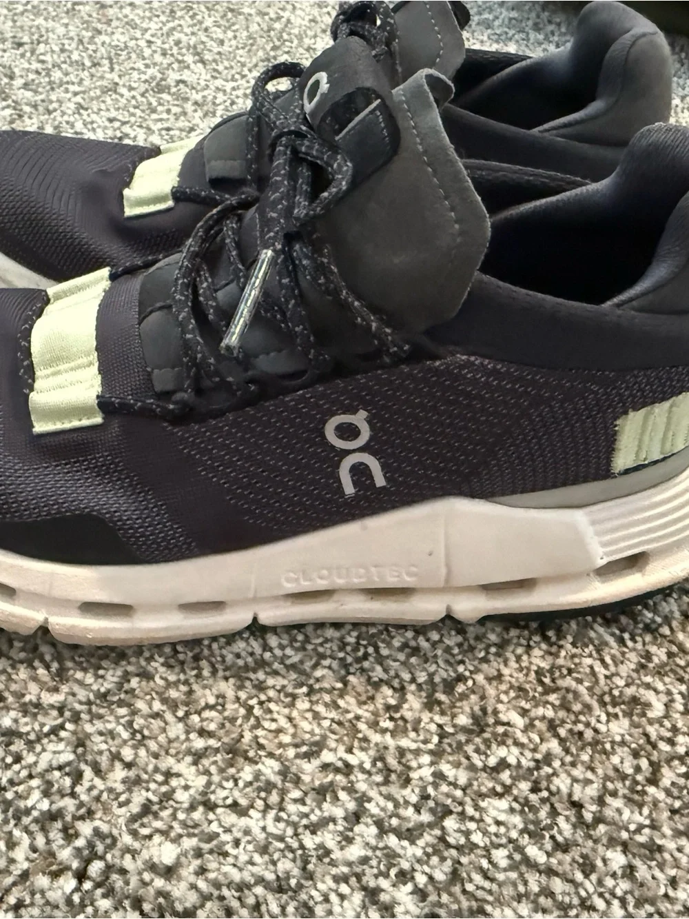 On Running Cloudtec Black Athletic Sneakers with Cream Accents